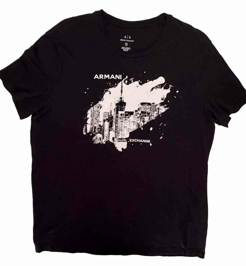 Armani Exchange Black Skyline Graphic T-Shirt Size XL EUC